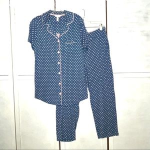 Soma Blue and Pink Polka Dot Pajama Set
